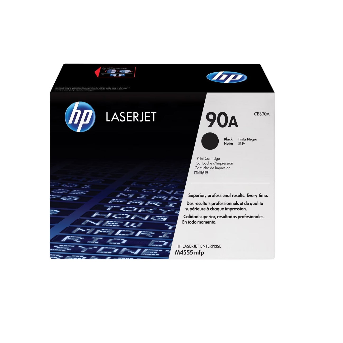 HP M4555MFP CE390A Black OEM 10K Contract Box