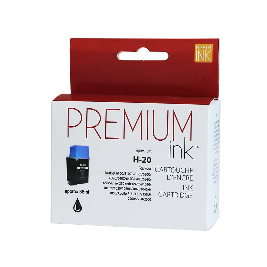 HP No. 20 C6614A Reman Black Premium Ink