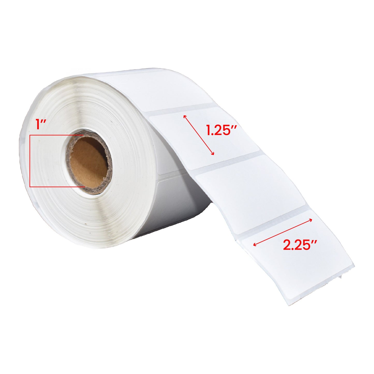 2.25x1.25 Direct Thermique Étiquettes 1'' Core Blanc with Cross cut 2100/Rouleau 12/cs