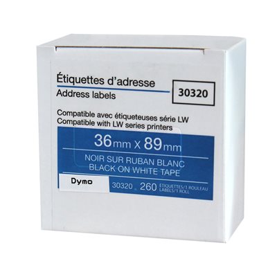 Étiquettes d'adresses compatible - DY30320 -  1 1 / 8' x 3 1 / 2'' (1 x 260) - Kartouche Plus
