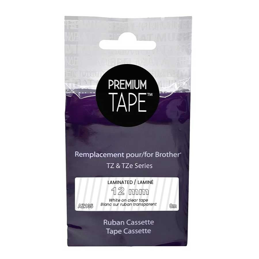 Brother TZe135 Ruban Alternative Transparent/Blanc 12mm x 8m