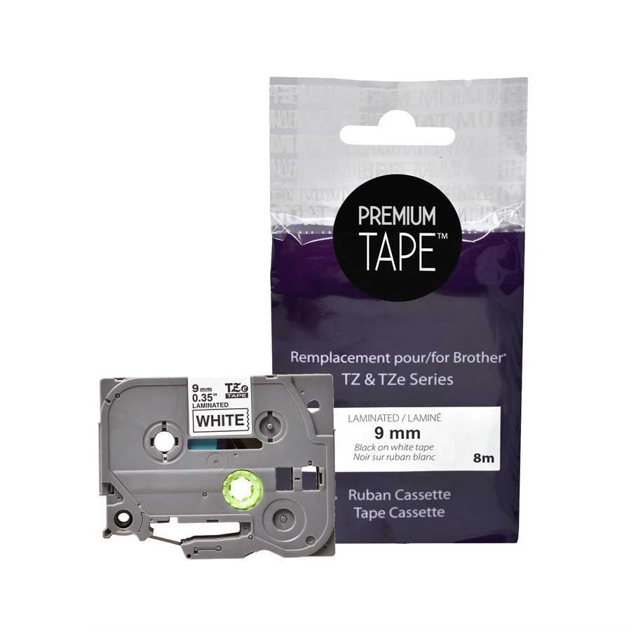 Brother TZ-221  Noir/Blanc 9mm Alternative