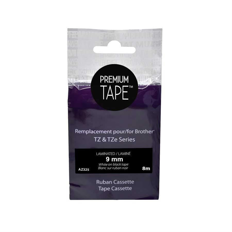 Brother TZ-325  Blanc/Noir 9mm Alternative 8m
