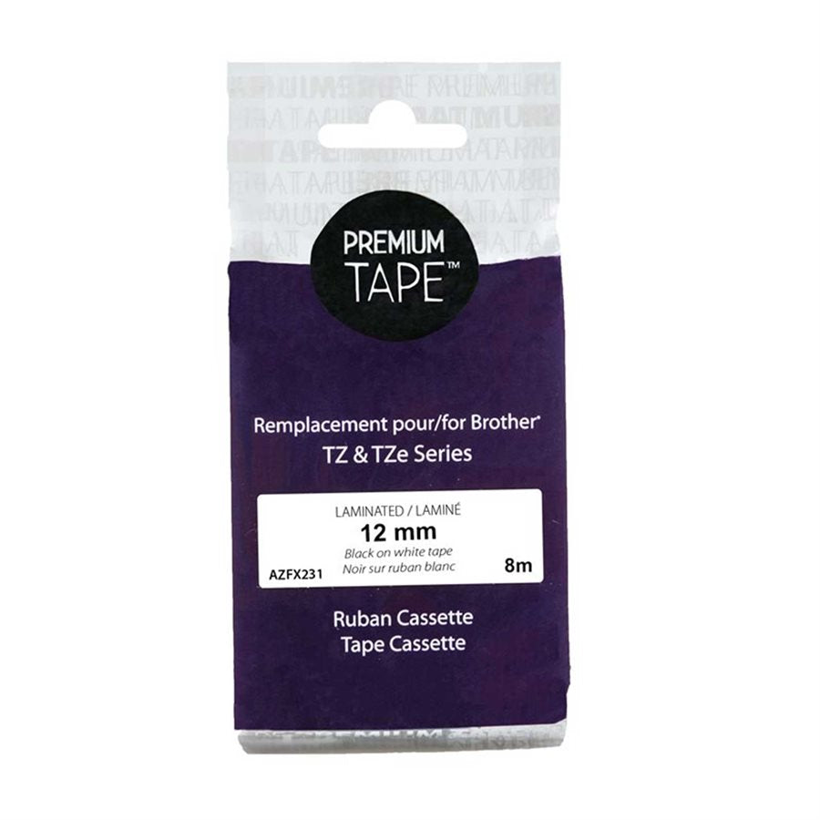 Brother TZe-FX231 Flexible  Noir/Blanc 12mm