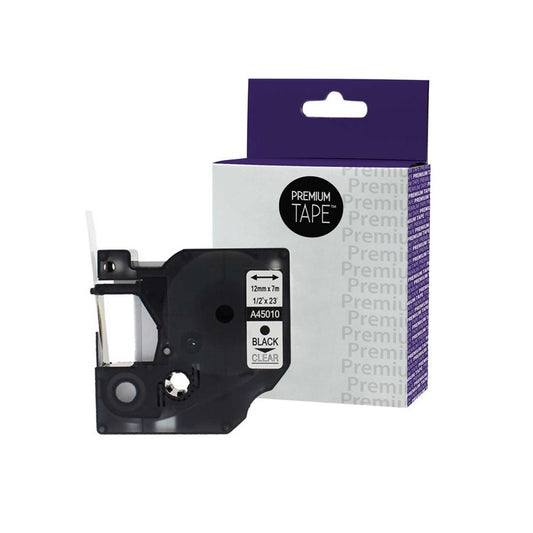 Dymo 45010 Alternative Ruban Noir/Transparent 12mm (1/2'' x 23')