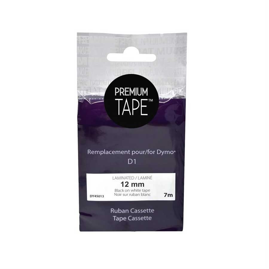 Dymo 45013 Alternative Ruban Noir/Blanc 12mm (1/2'' x 23')