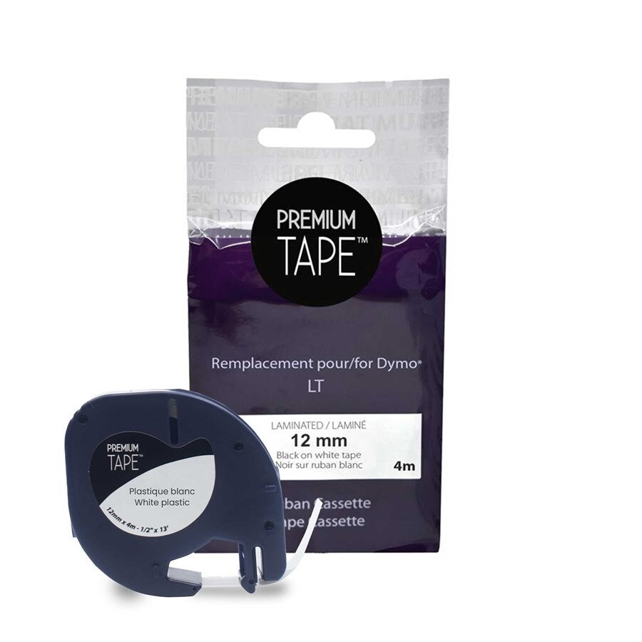 Dymo 91331 Plastic Étiquette Alternative Noir/Blanc 12mm