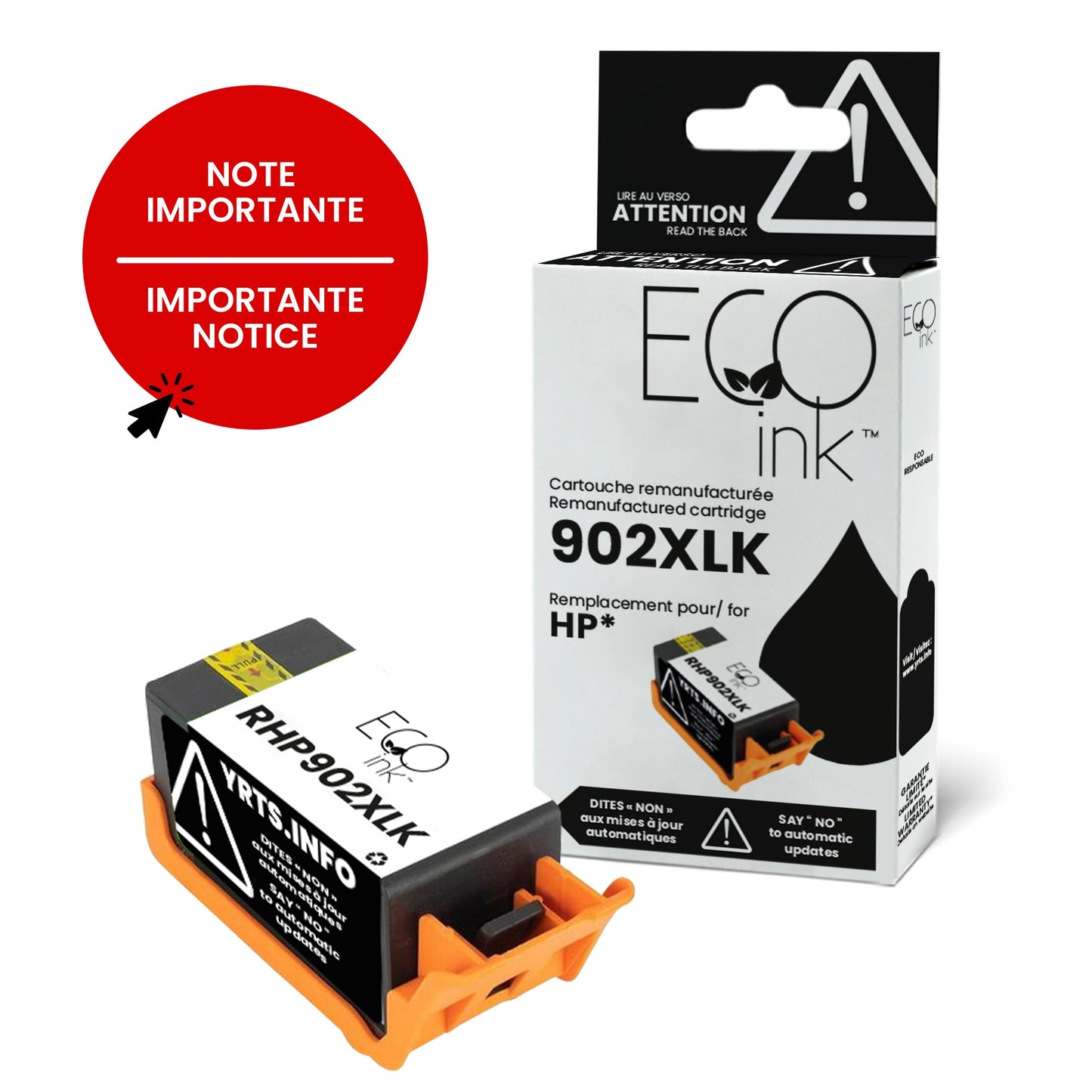 HP No.902XL T6M14AN Reman Black EcoInk YRTS