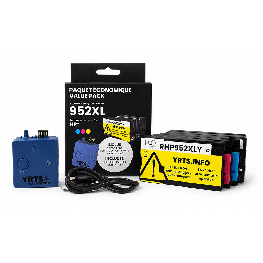 HP 952XL 4-Color Ink Pack (KCMY) + Mini Reset Machine
