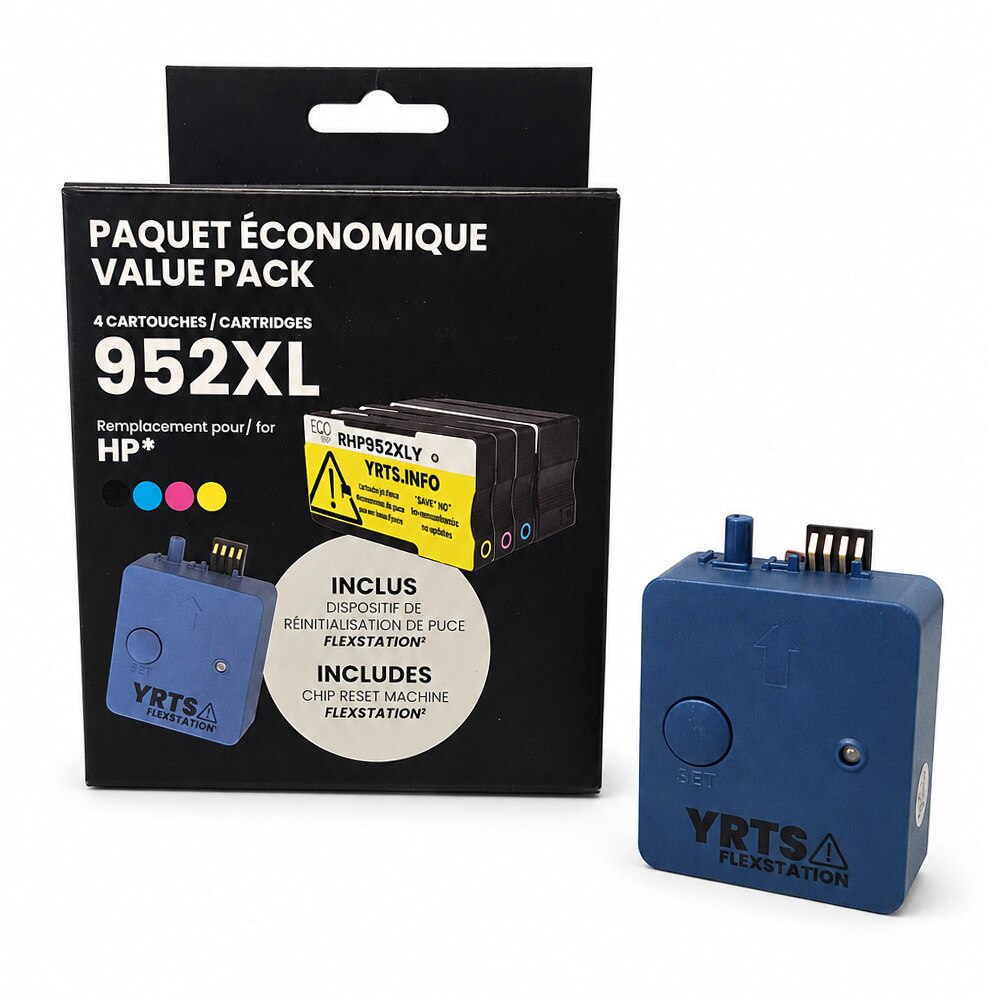 HP 952XL 4-Color Ink Pack (KCMY) + Mini Reset Machine