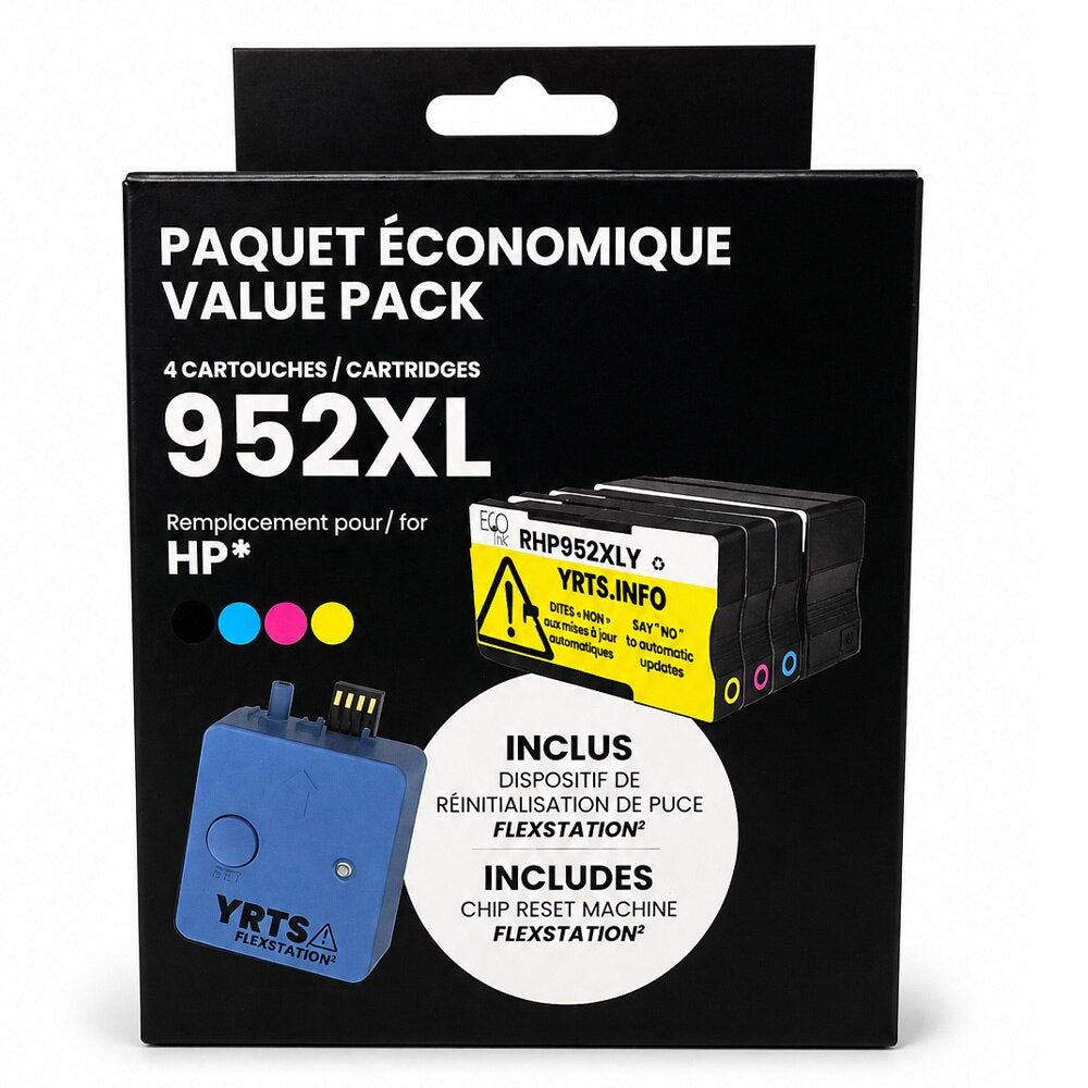 HP 952XL 4-Color Ink Pack (KCMY) + Mini Reset Machine
