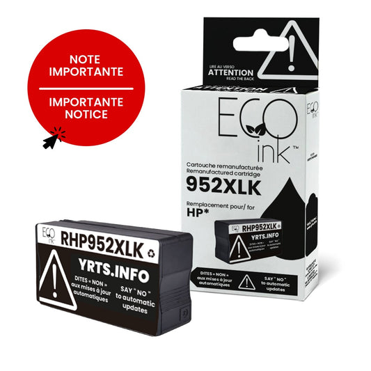HP No.952XL F6U19AN Reman Noir EcoInk YRTS 2K