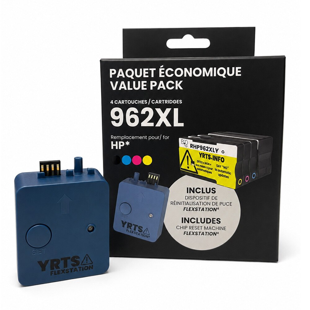 HP 962XL 4-Color Ink Pack (KCMY) + Mini Reset Machine