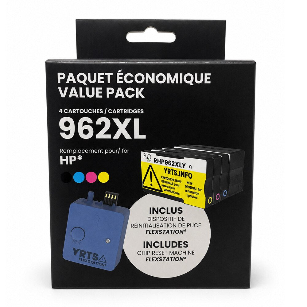 HP 962XL 4-Color Ink Pack (KCMY) + Mini Reset Machine
