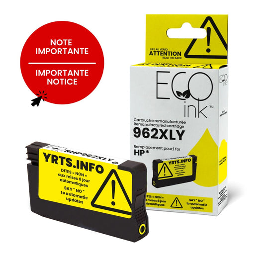 HP No.962XL 3JA02AN Reman Jaune EcoInk YRTS 1.6K