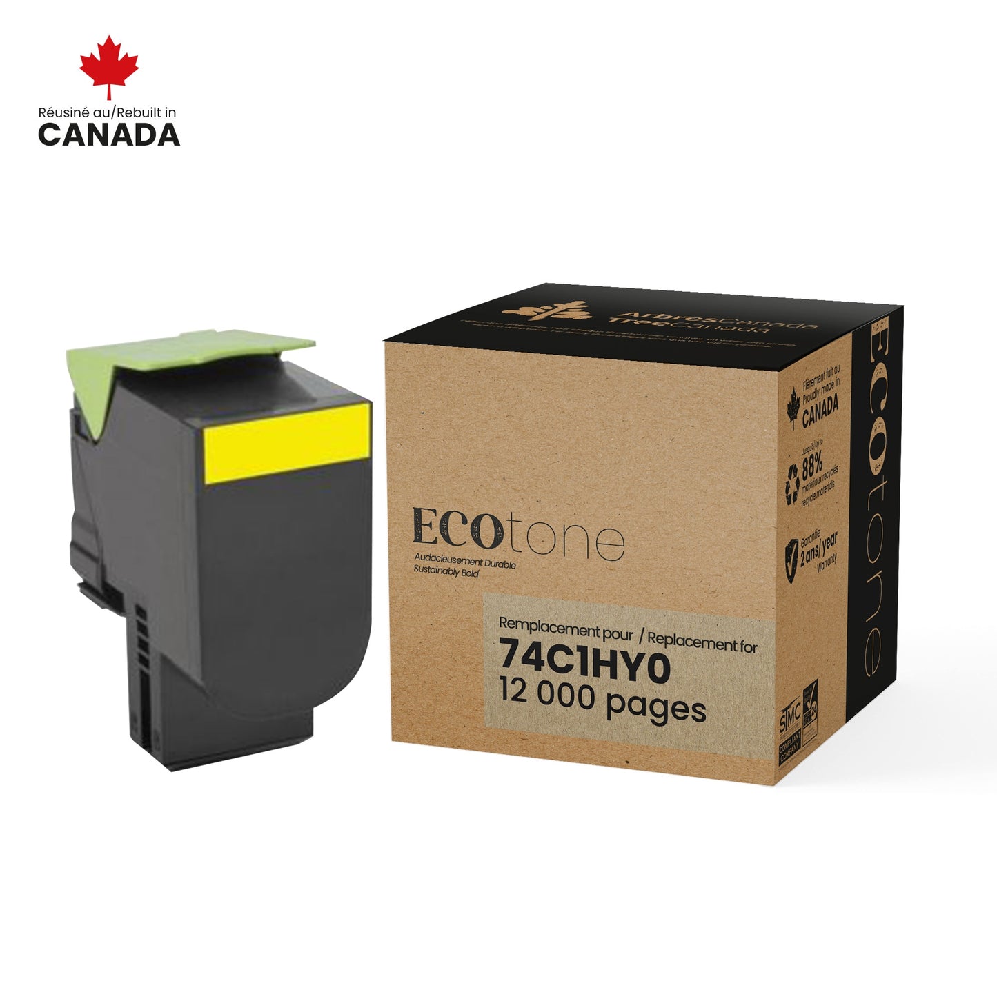Lexmark 74C1HY0 Reman Ecotone Yellow 12K