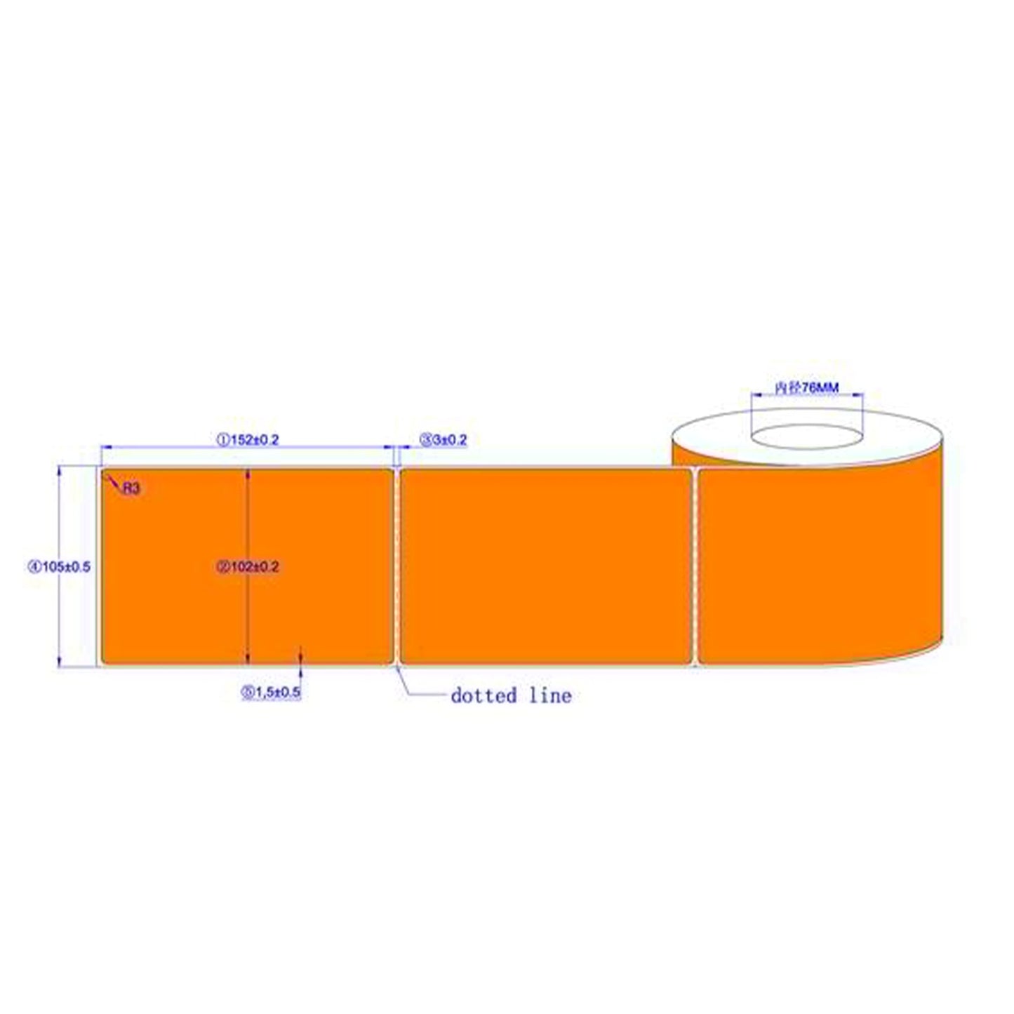 4''x6'' Thermique Transfert Orange Étiquettes 3'' Core 1000/Rouleau 4/cs