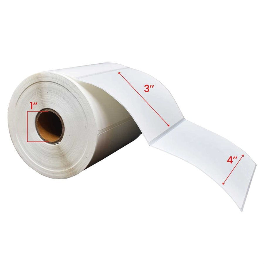 4x3'' Direct Thermique Étiquettes 1''Core 500/Rouleaux - 12/cs