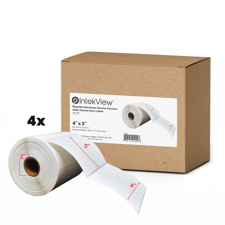 4x3'' Direct Thermique Étiquettes 3''Core 1800/Rouleaux - 4/cs