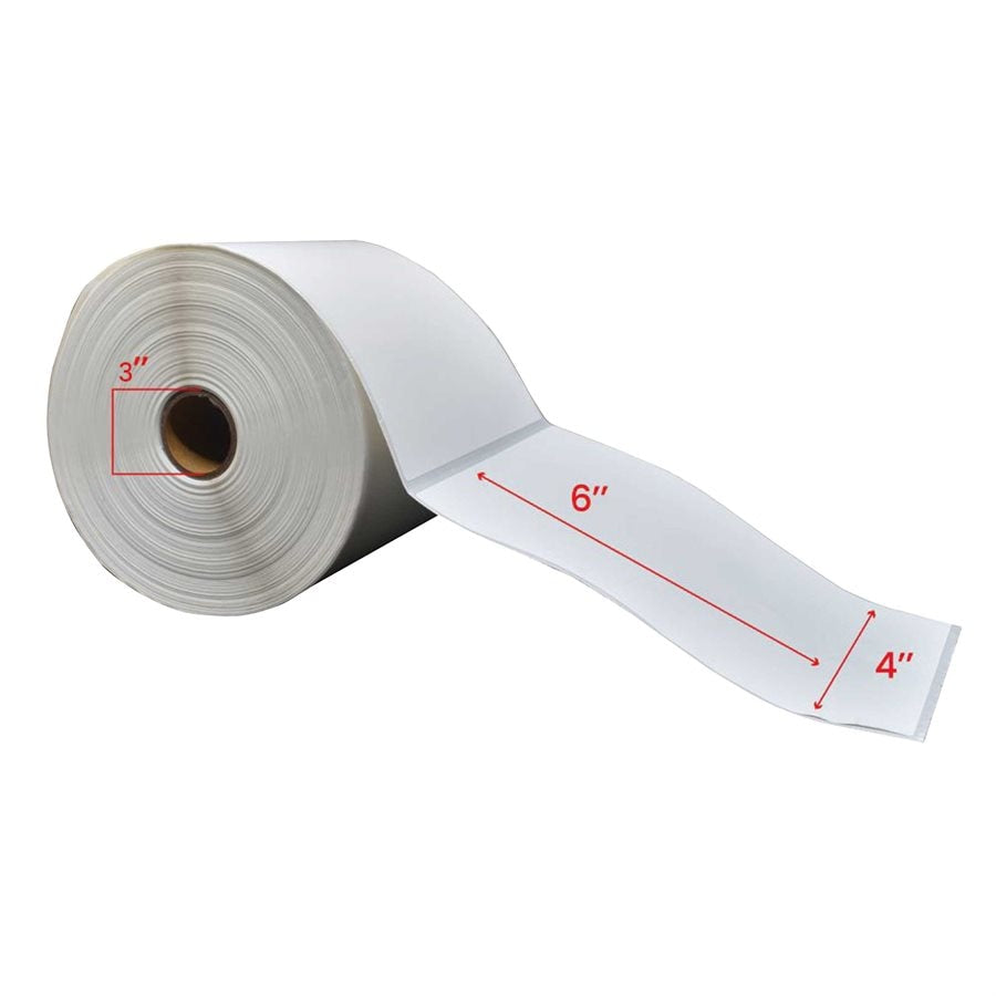 4x6'' Direct Thermique Étiquettes 3''Core 1000/Rouleaux - 4/cs