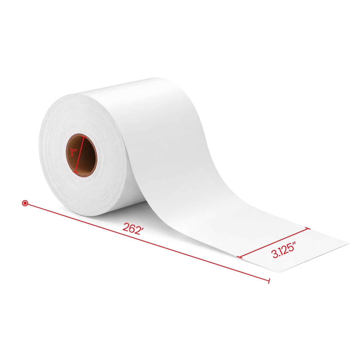 3.125" x 262' Linerless Direct Thermique Removable Étiquette Rouleau 1" Core 24/cs