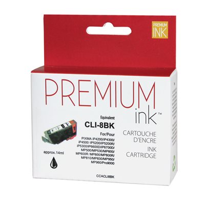 CCLI8BK - Cartouche à jet d'encre compatible Canon CLI8BK - Noire - 280 pages à 5% de couverture de page - Kartouche Plus