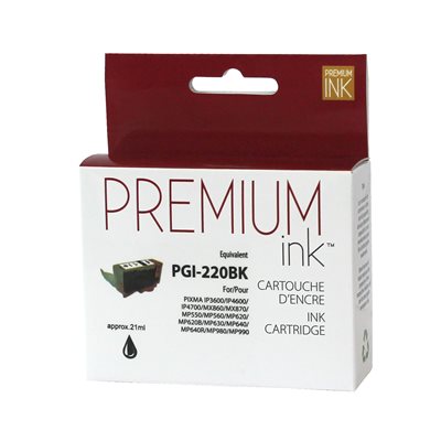 CPGI220BK - Cartouche à jet d'encre compatible Canon PGI220BK - Noire - 350 pages à 5% de couverture de page - Kartouche Plus