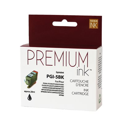 CPGI5BK - Cartouche à jet d'encre compatible Canon PGI5BK - Noire - 650 pages à 5% de couverture de page - Kartouche Plus