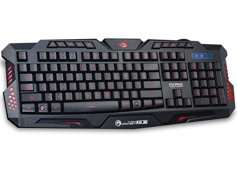 KB-USB-MARVO-K636 - Marvo K636 Wired USB2.0 3-Color Backlight Membrane Gaming Keyboard - Kartouche Plus